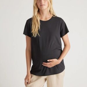 Quince Cotton Modal Maternity Crewneck Tee White Short Sleeve Size Large
